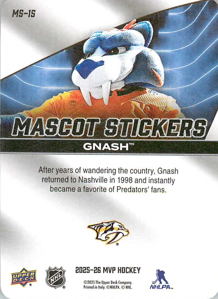 2025-26 UD MVP - Gnash - Mascot Stickers #MS-15