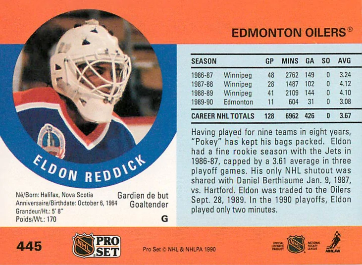 1990-91 Pro Set - Eldon Reddick #445