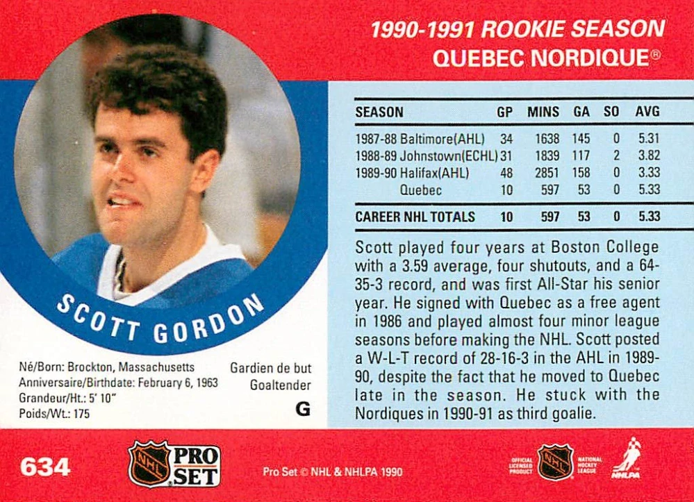 1990-91 Pro Set - Scott Gordon #634