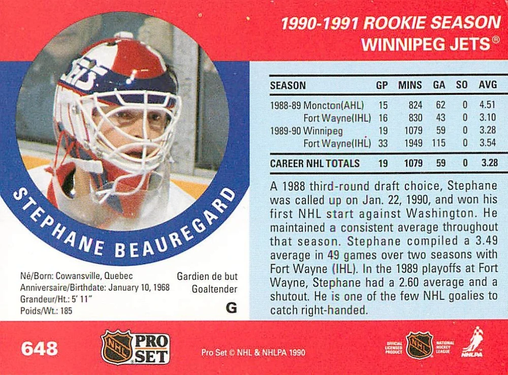 1990-91 Pro Set - Steph Beauregard #648