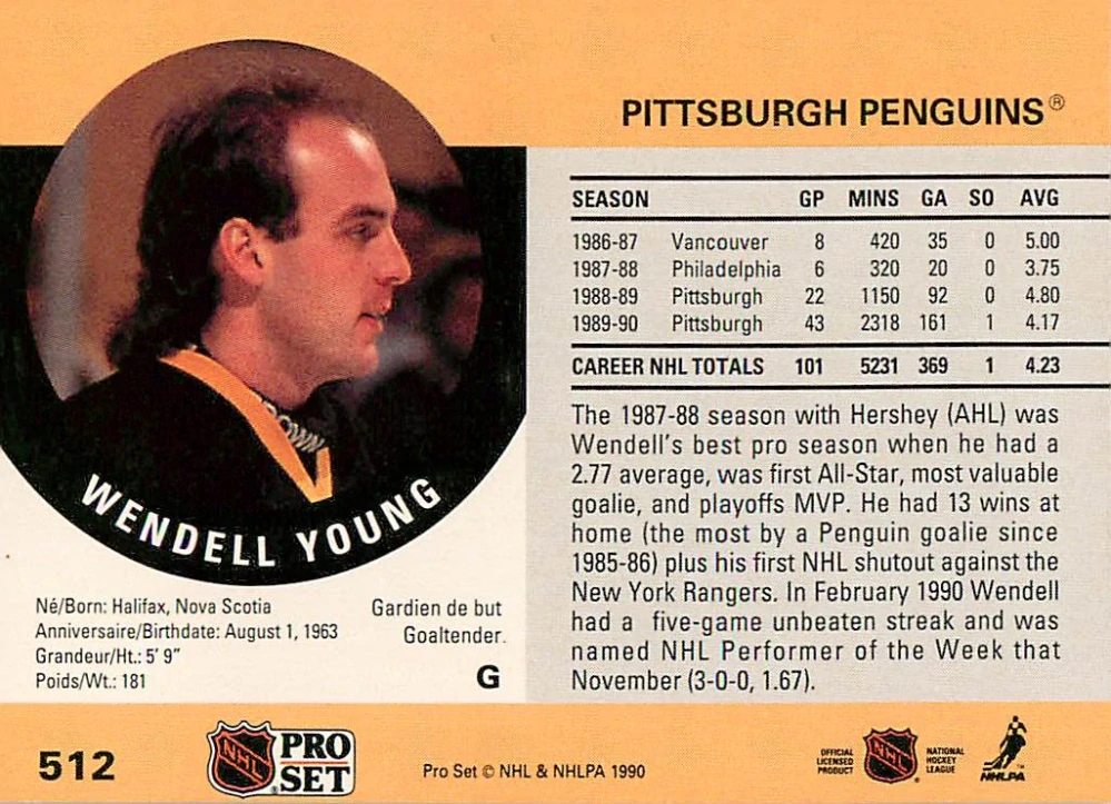 1990-91 Pro Set - Wendell Young #512