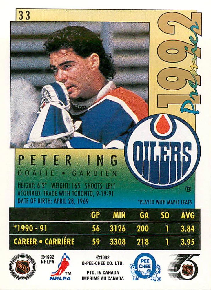 1991-92 O-Pee-Chee Premier - Peter Ing #33