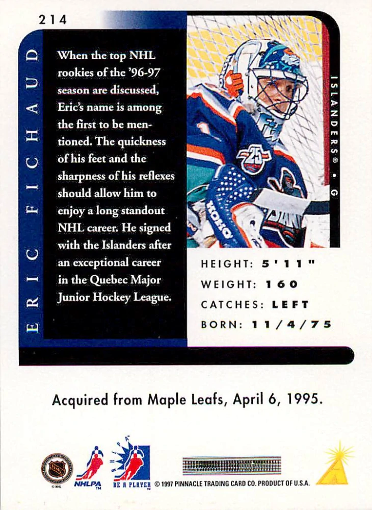 1996-97 Pinnacle Be a Player - Eric Fichaud #214