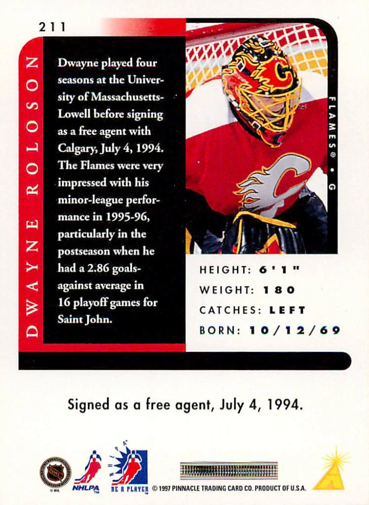 1996-97 Pinnacle Be a Player - Dwayne Roloson #211