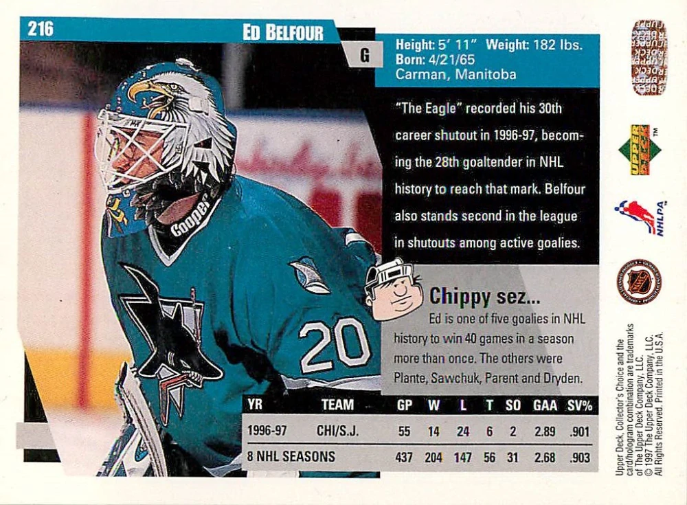 1997-98 UD Collector's Choice - Ed Belfour #216