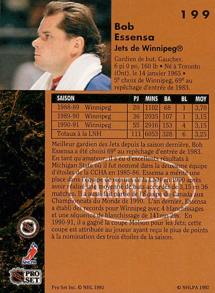 1991-92 Parkhurst - Bob Essensa #199