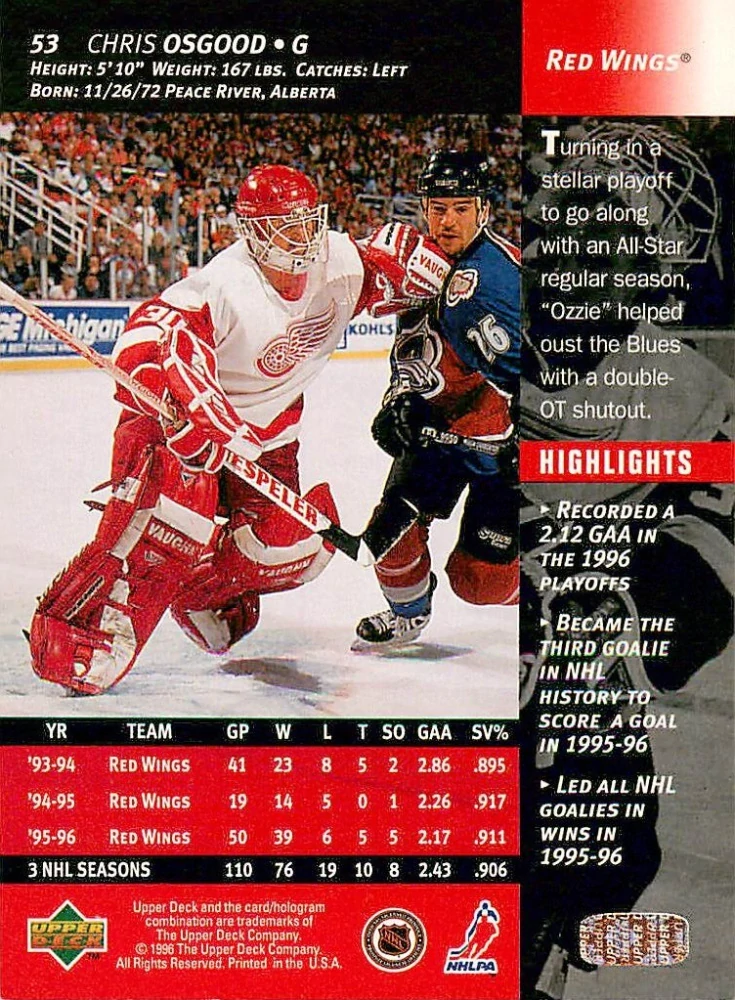 1996-97 UD Series 1 - Chris Osgood #53