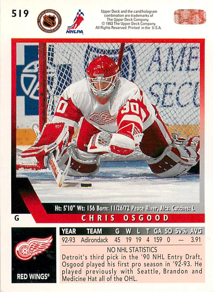 1993-94 UD Series 1 - Chris Osgood #519