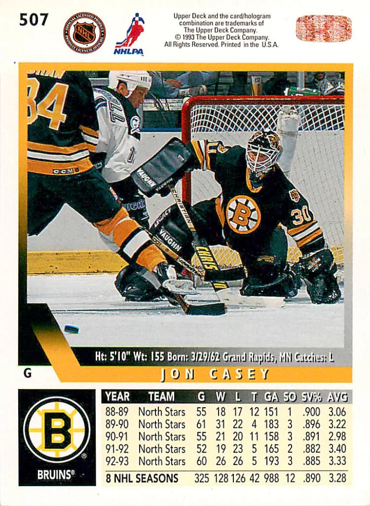 1993-94 UD Series 1 - Jon Casey #507