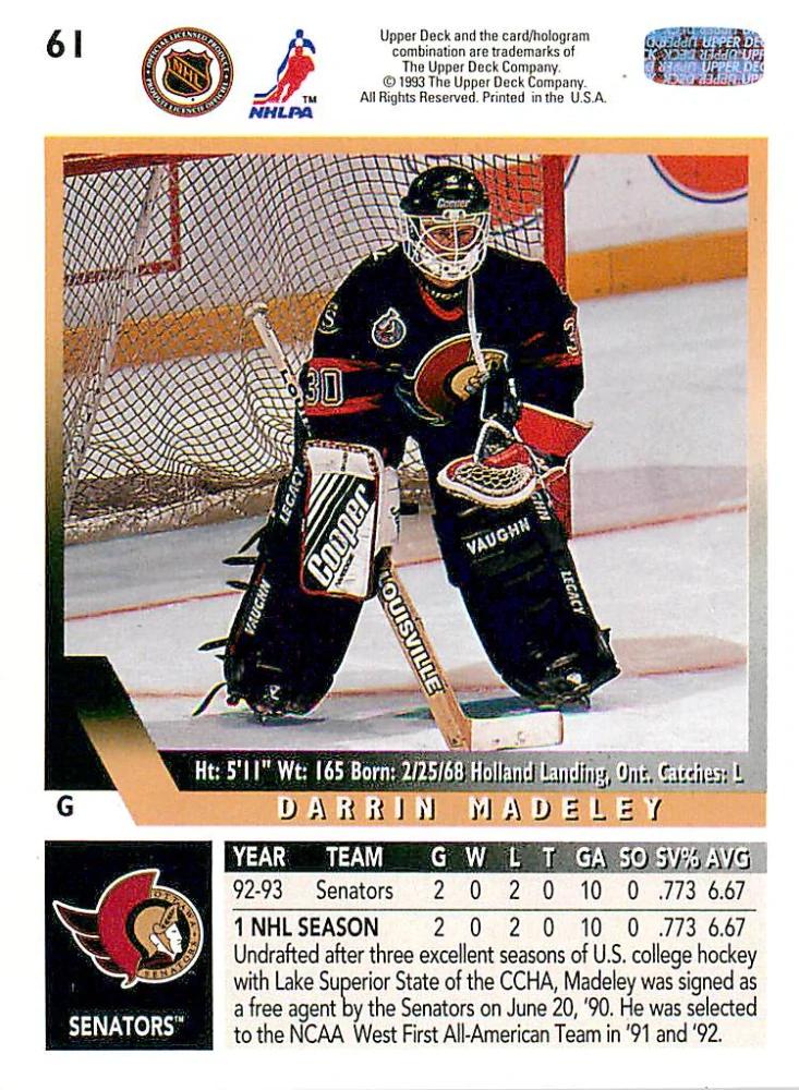1993-94 UD Series 1 - Darrin Madeley #61