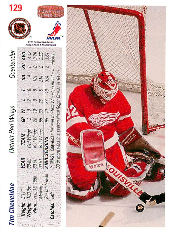 1991-92 UD Series - Tim Cheveldae (English) #129