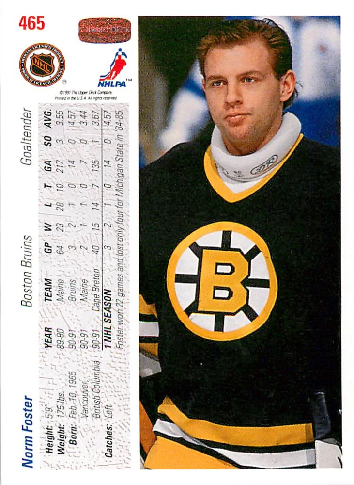1991-92 UD Series - Norm Foster #465