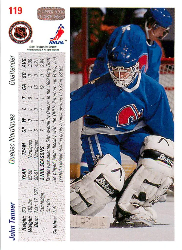 1991-92 UD Series - John Tanner (English) #119