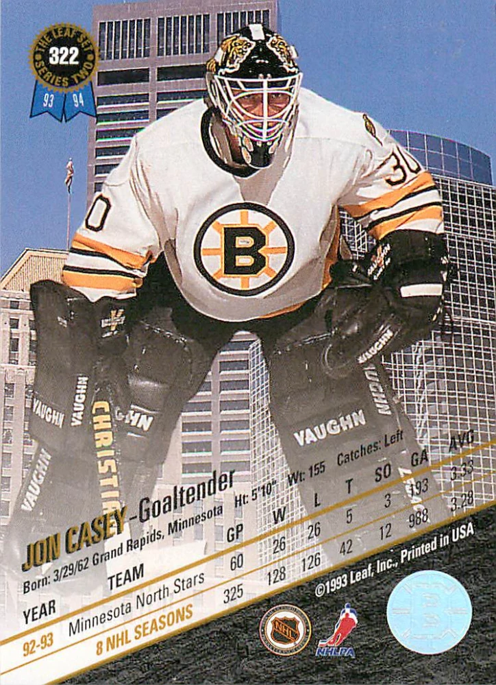 1993-94 Leaf - Jon Casey #322