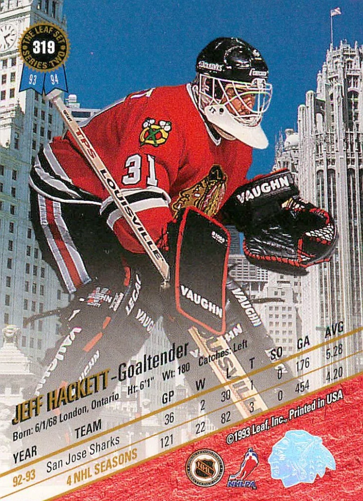 1993-94 Leaf - Jeff Hackett #319