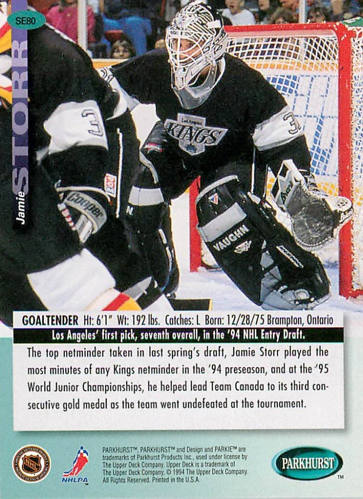 1994-95 Parkhurst - Jamie Storr #SE80