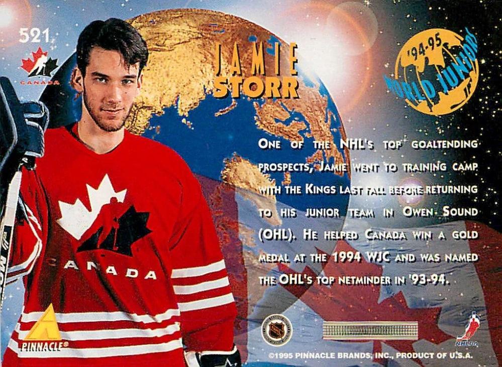 1994-95 Pinnacle - Jamie Storr - 94-95 World Juniors #521