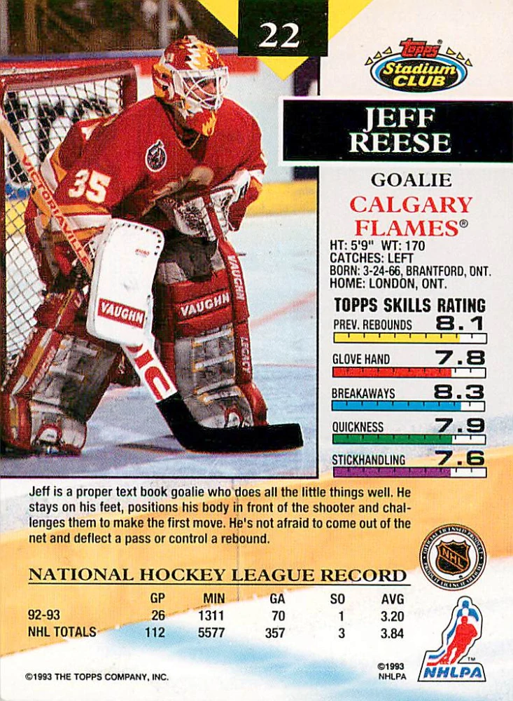 1993-94 Topps Stadium Club - Jeff Reese #22