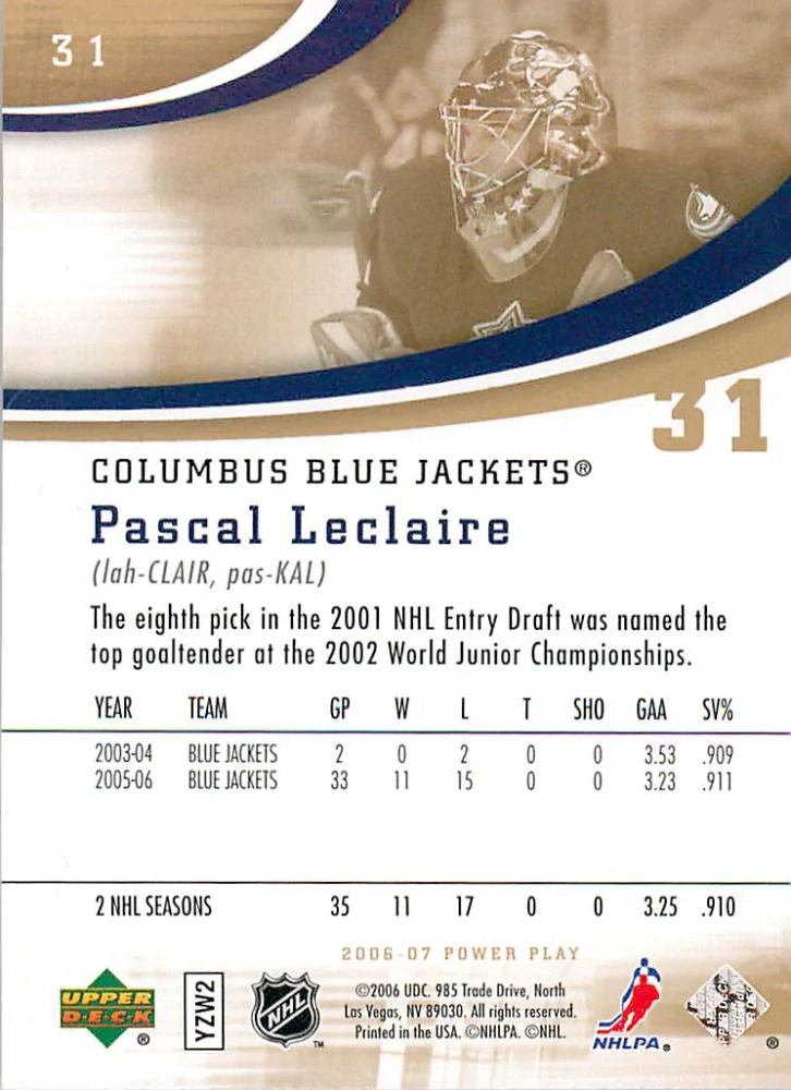 2006-07 UD Power Play - Pascal LeClaire #31