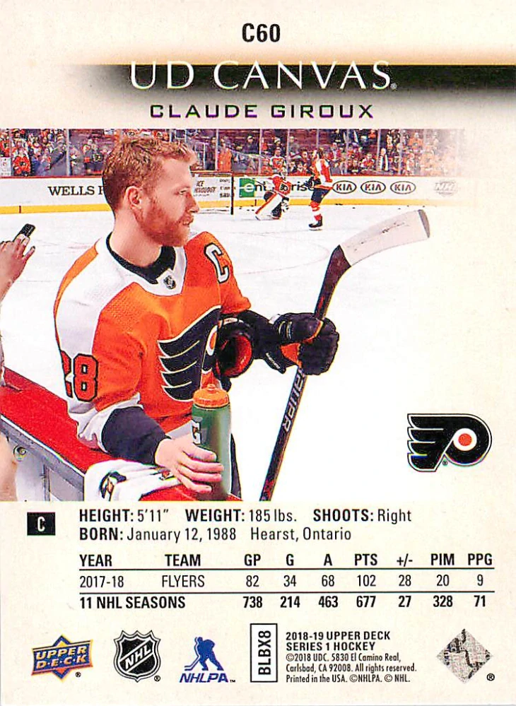 2018-19 UD Series 1 - Claude Giroux - Canvas #C60