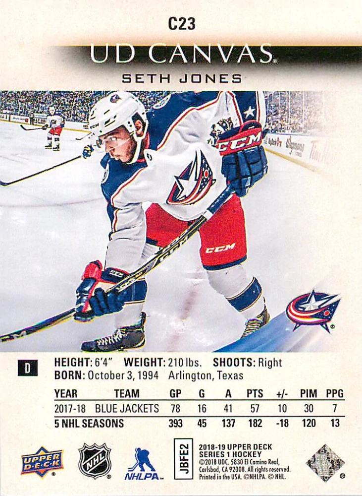 2018-19 UD Series 1 - Seth Jones - Canvas #C23