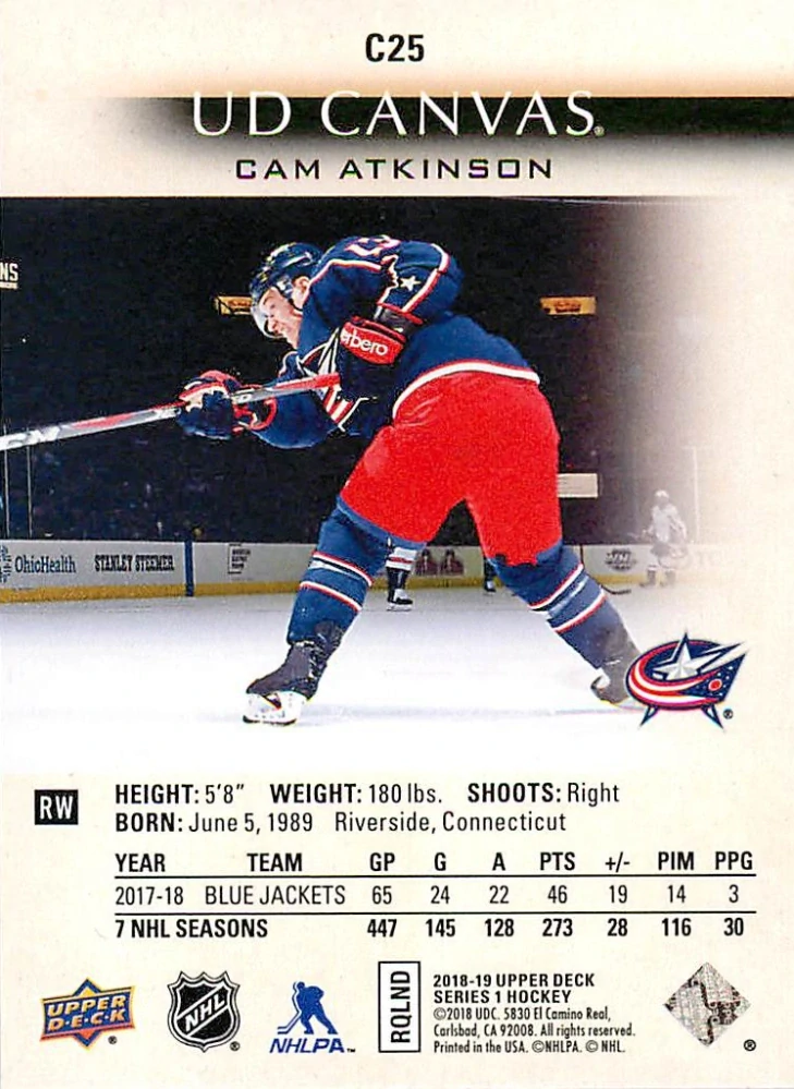 2018-19 UD Series 1 - Cam Atkinson - Canvas #C25