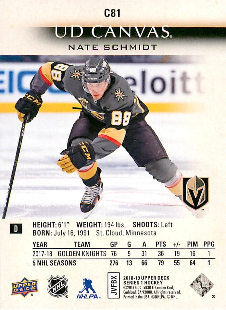 2018-19 UD Series 1 - Nate Schmidt - Canvas #C81