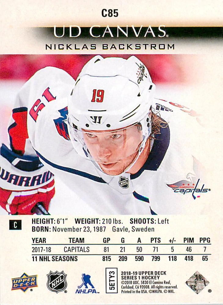 2018-19 UD Series 1 - Nicklas Backstrom - Canvas #C85