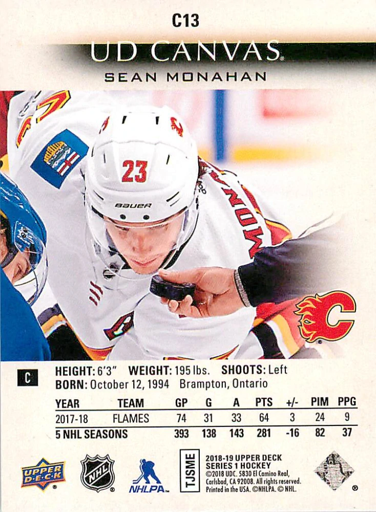 2018-19 UD Series 1 - Sean Monahan - Canvas #C13