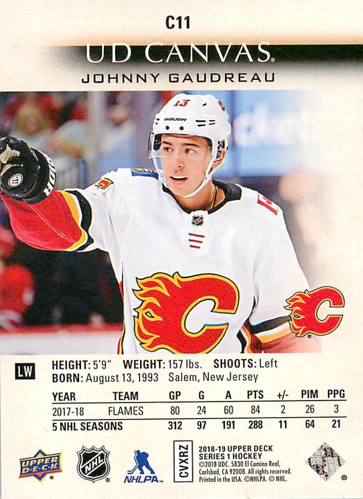 2018-19 UD Series 1 - Johnny Gaudreau - Canvas #C11