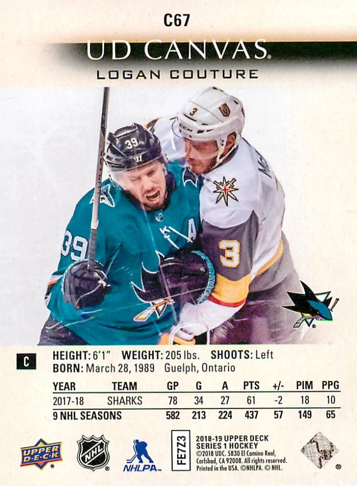 2018-19 UD Series 1 - Logan Couture - Canvas #C67