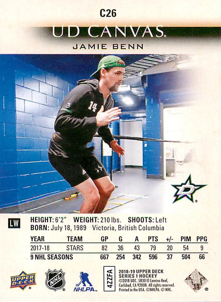 2018-19 UD Series 1 - Jamie Benn - Canvas #C26
