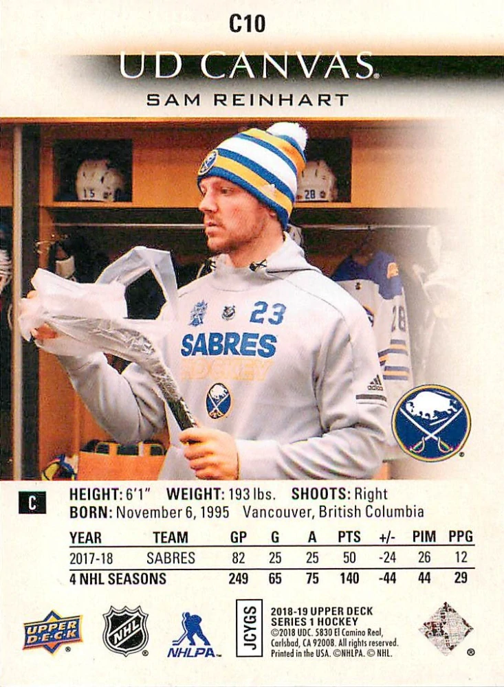 2018-19 UD Series 1 - Sam Reinhart - Canvas #C10