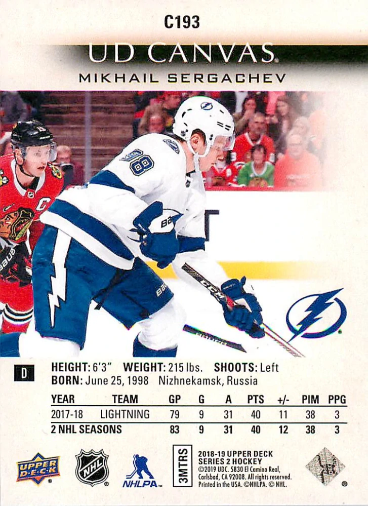 2018-19 UD Series 2 - Mikhail Sergachev - Canvas #C193