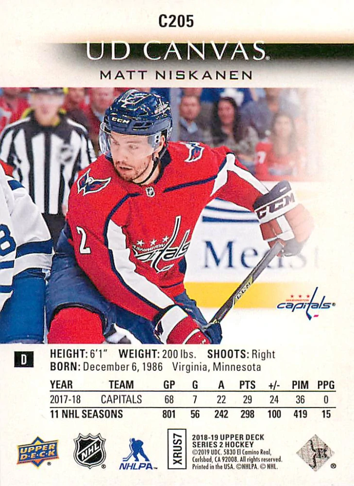 2018-19 UD Series 2 - Matt Niskanen - Canvas #C205