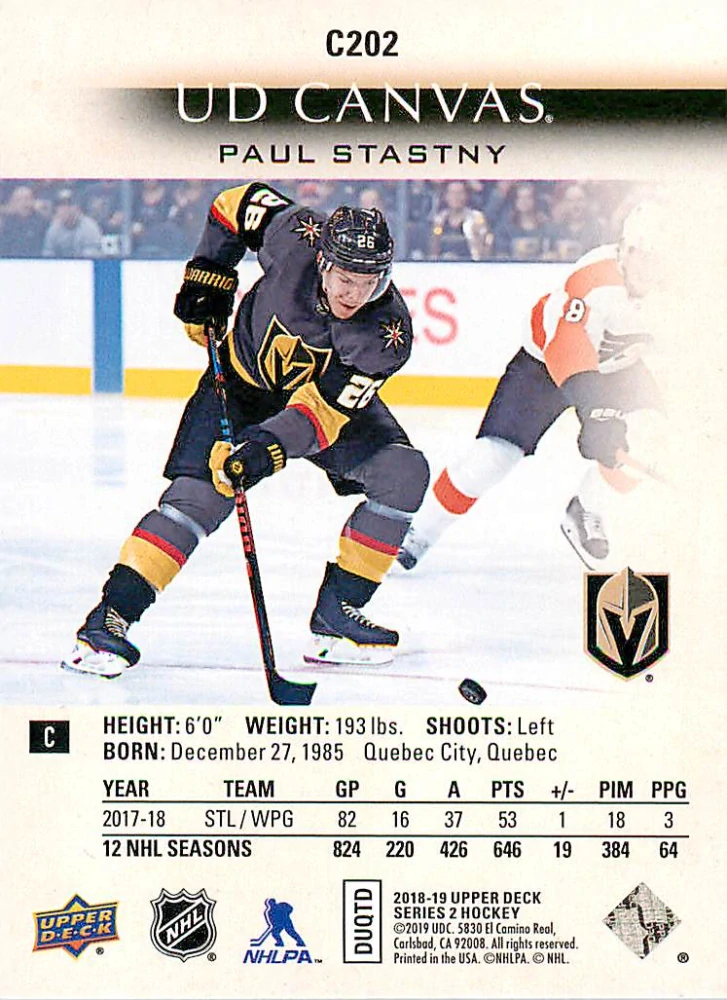 2018-19 UD Series 2 - Paul Stastny - Canvas #C202