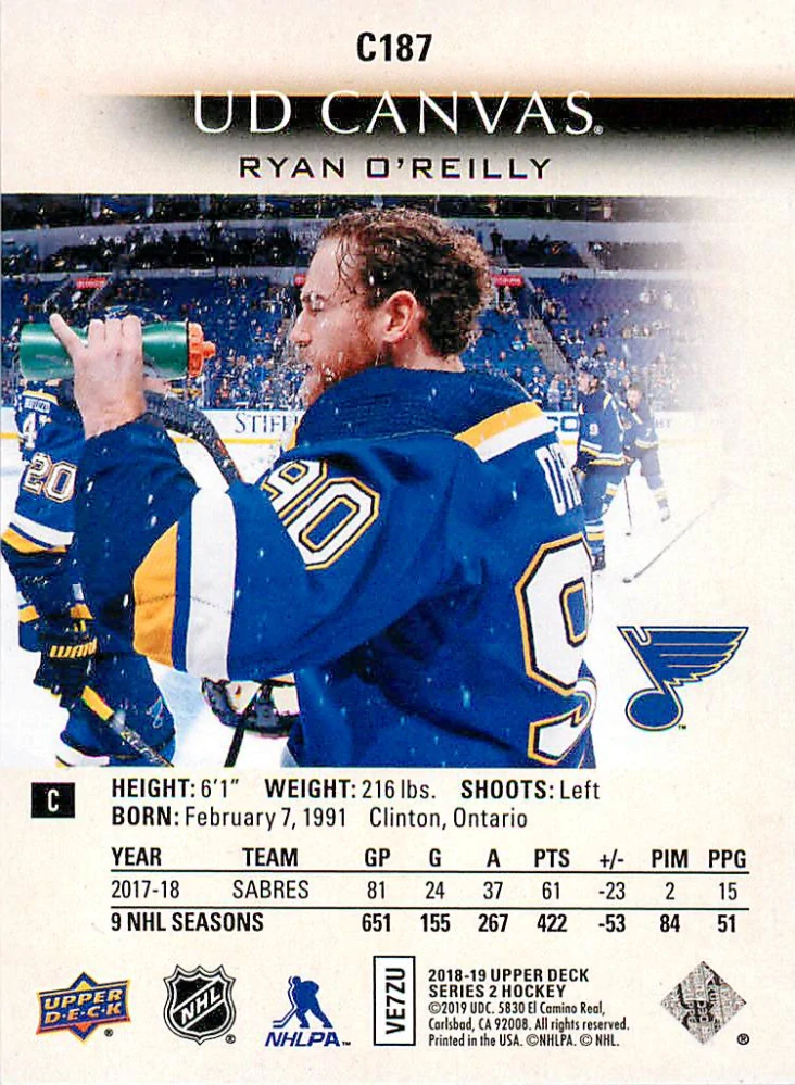 2018-19 UD Series 2 - Ryan O'Reilly - Canvas #C187