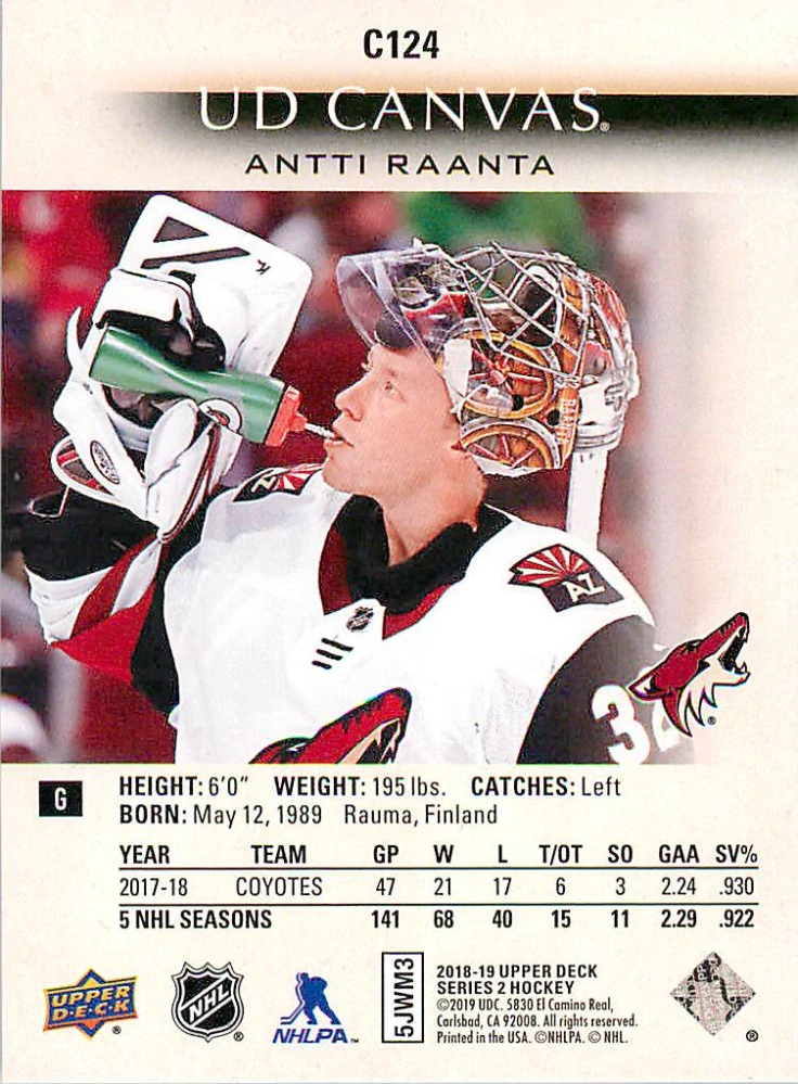 2018-19 UD Series 2 - Antti Raanta - Canvas #C124