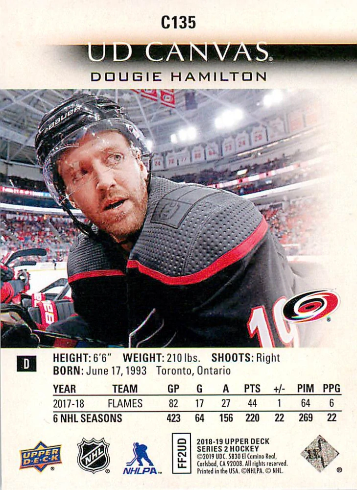 2018-19 UD Series 2 - Dougie Hamilton - Canvas #C135