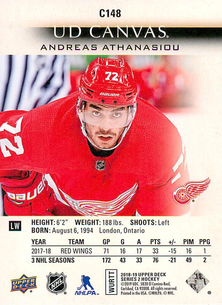 2018-19 UD Series 2 - Andreas Athanasiou - Canvas #C148