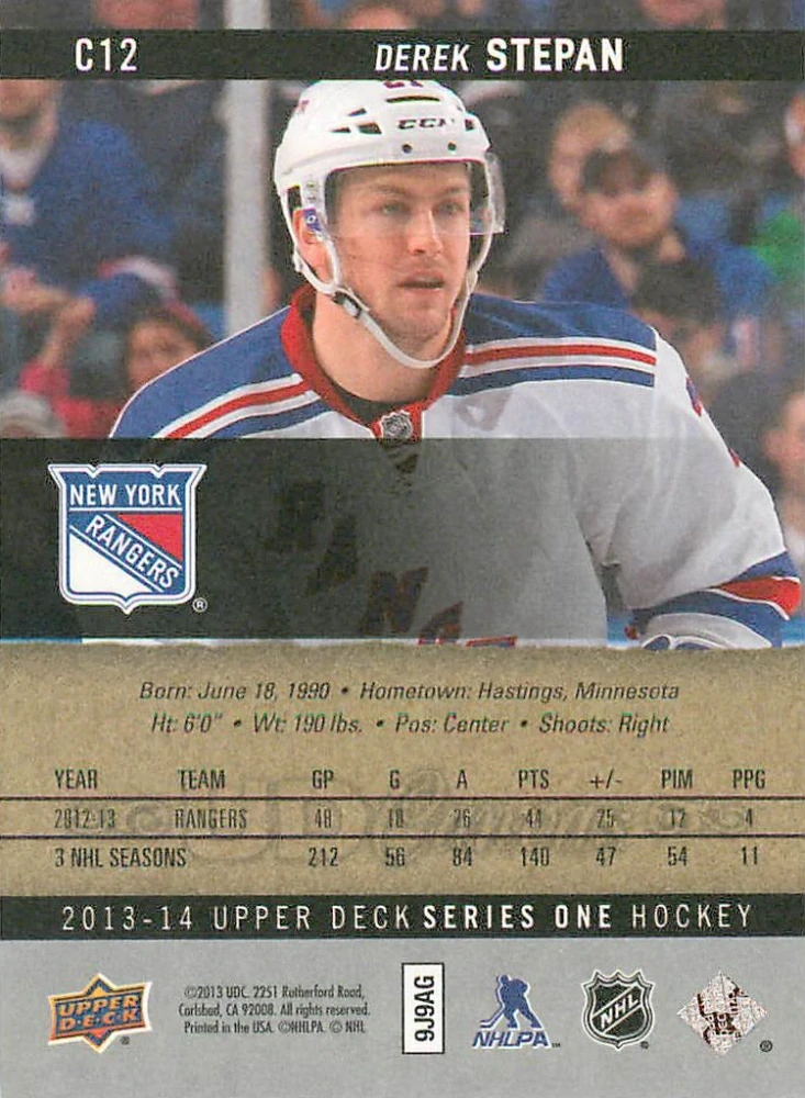 2013-14 UD Series 1 - Derek Stepan - Canvas #C12