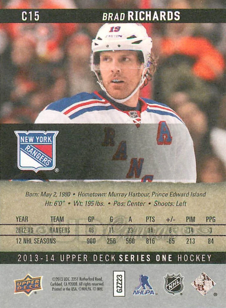 2013-14 UD Series 1 - Brad Richards - Canvas #C15