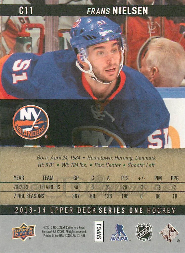 2013-14 UD Series 1 - Frans Nielsen - Canvas #C11
