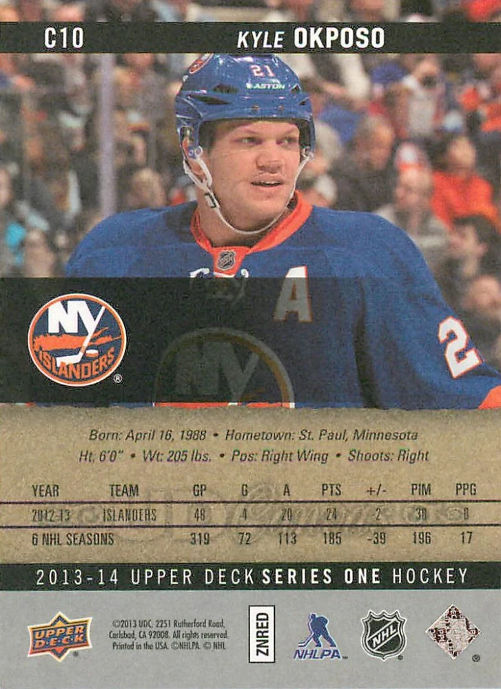 2013-14 UD Series 1 - Kyle Okposo - Canvas #C10