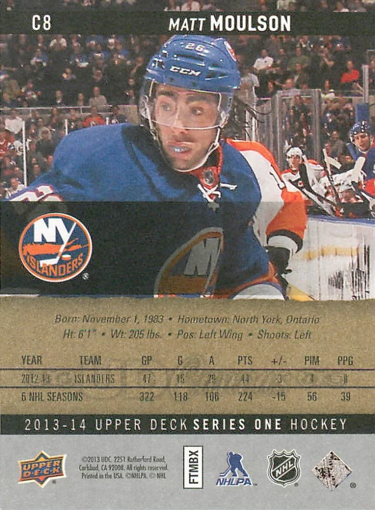 2013-14 UD Series 1 - Matt Moulson - Canvas #C8