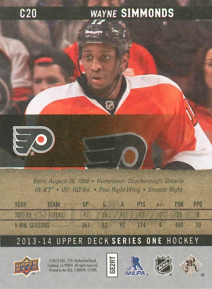 2013-14 UD Series 1 - Wayne Simmonds - Canvas #C20