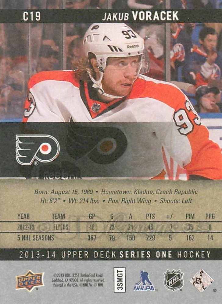 2013-14 UD Series 1 - Jakub Voráček - Canvas #C19