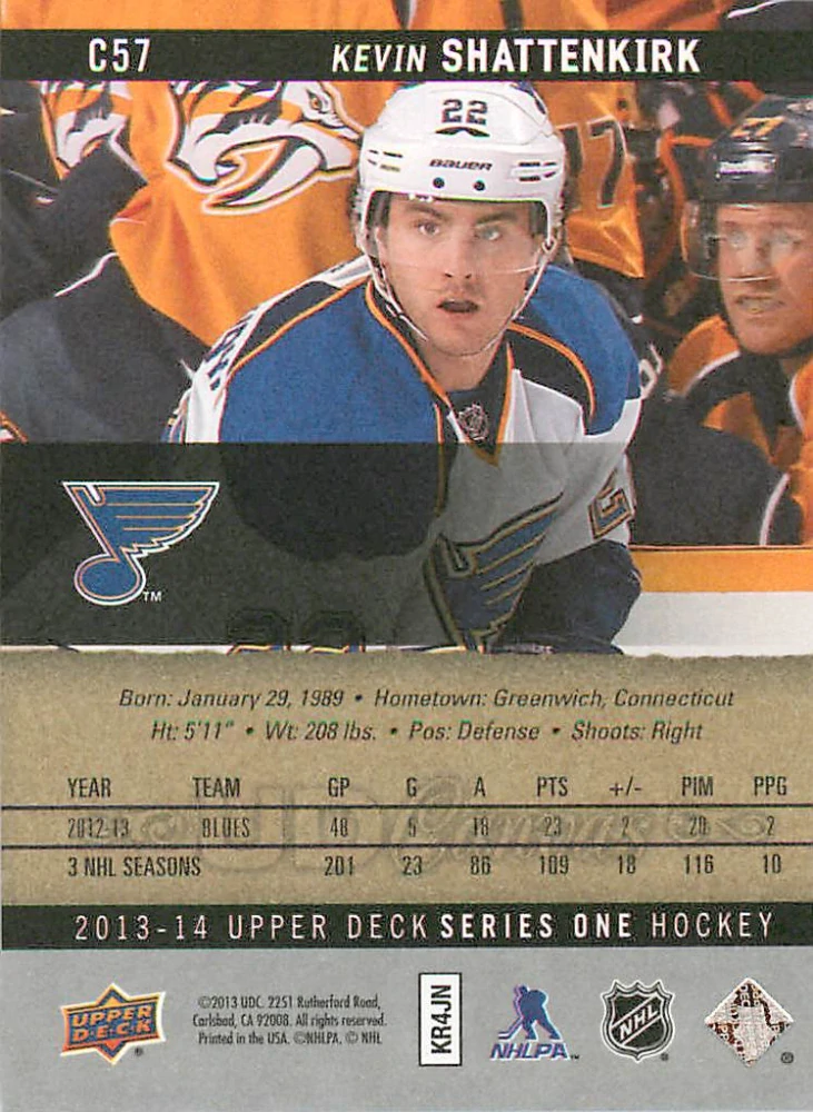 2013-14 UD Series 1 - Kevin Shattenkirk - Canvas #C57