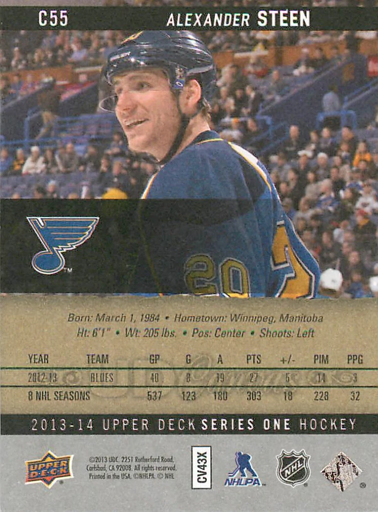 2013-14 UD Series 1 - Alexander Steen - Canvas #C55