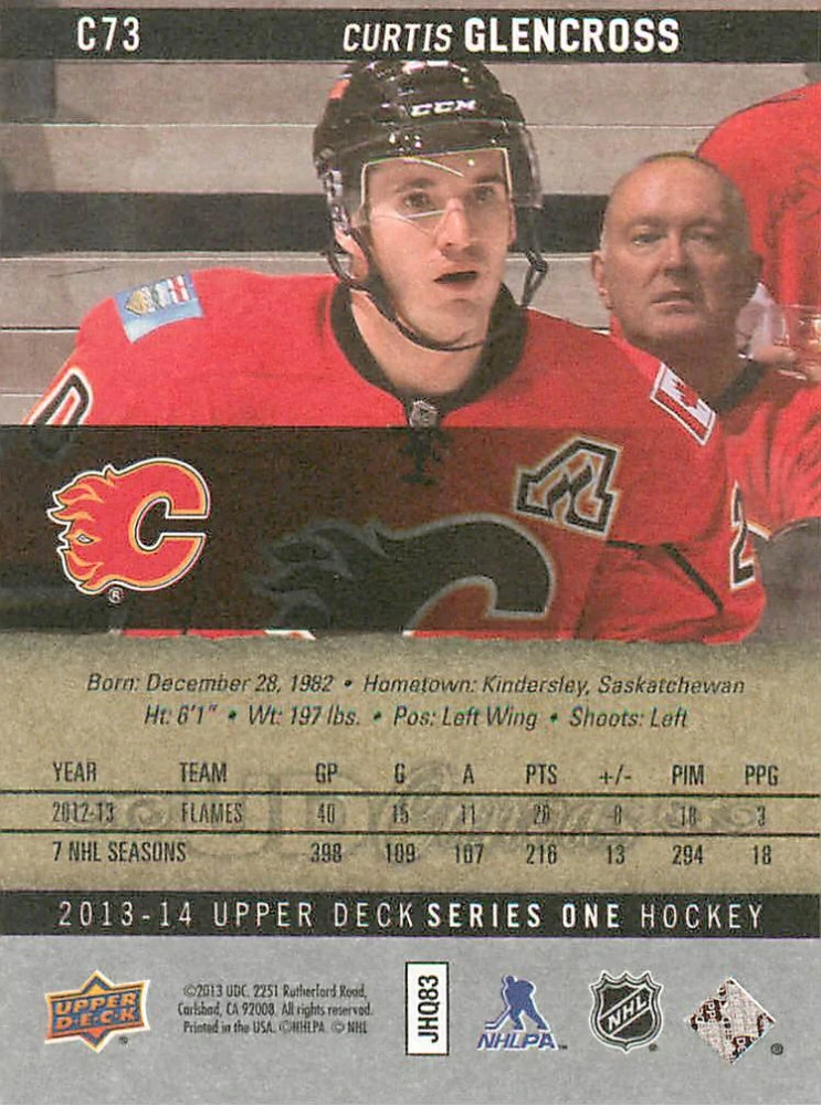 2013-14 UD Series 1 - Curtis Glencross - Canvas #C73